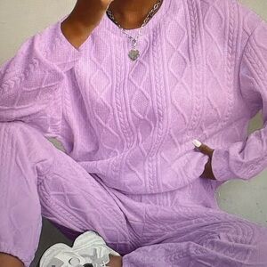 Lavender Cable Knit Sweatsuit